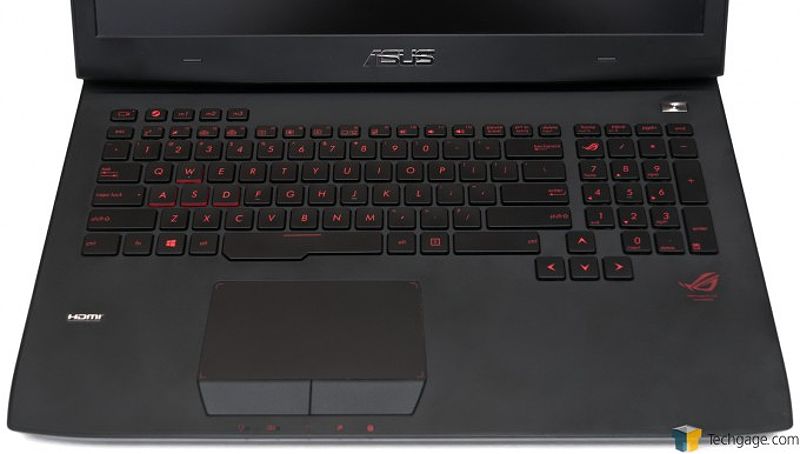 ASUS ROG G751JY keyboard and trackpad